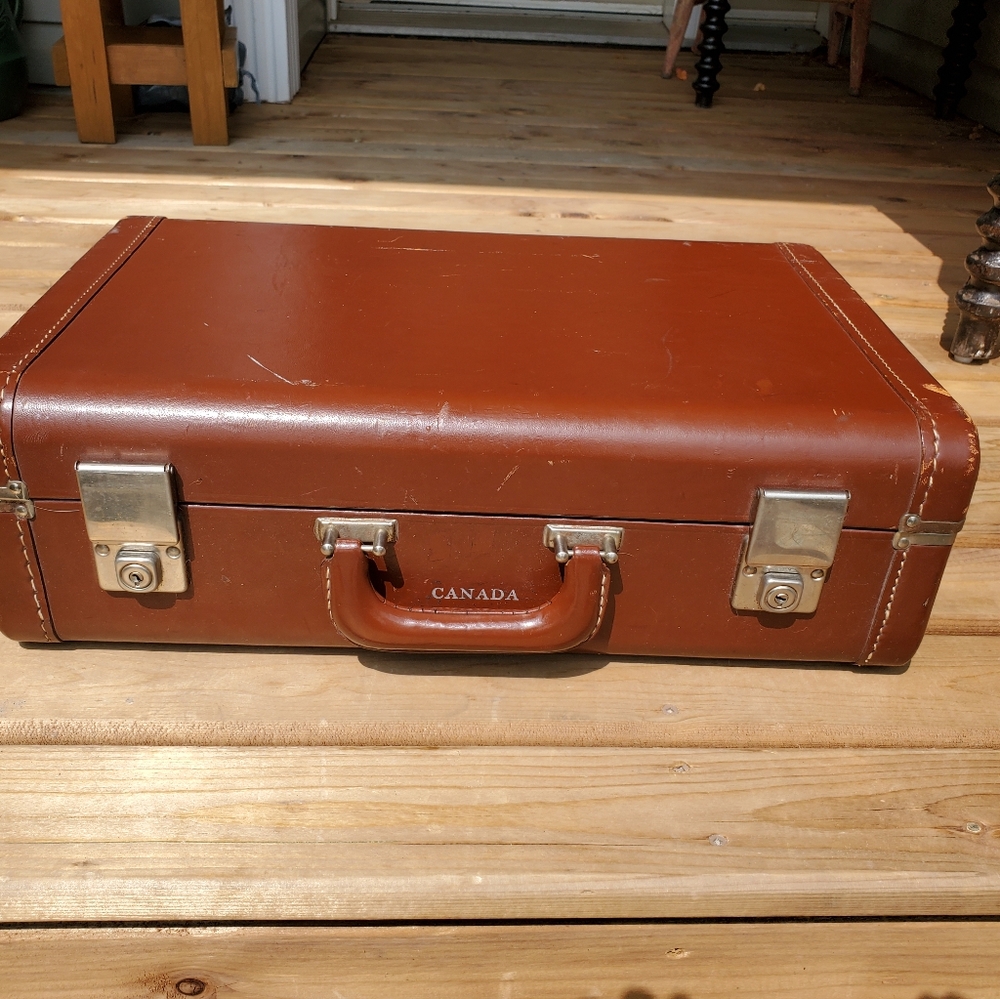 Vintage Leather Suitcase.  "Canada" Logo.